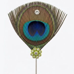 Premium Mor Pankh Kilangi for Laddu Gopal | Handmade Peacock Feather Mukut Kalangi with Rhinestones | Bal Gopal Shringar Accessory