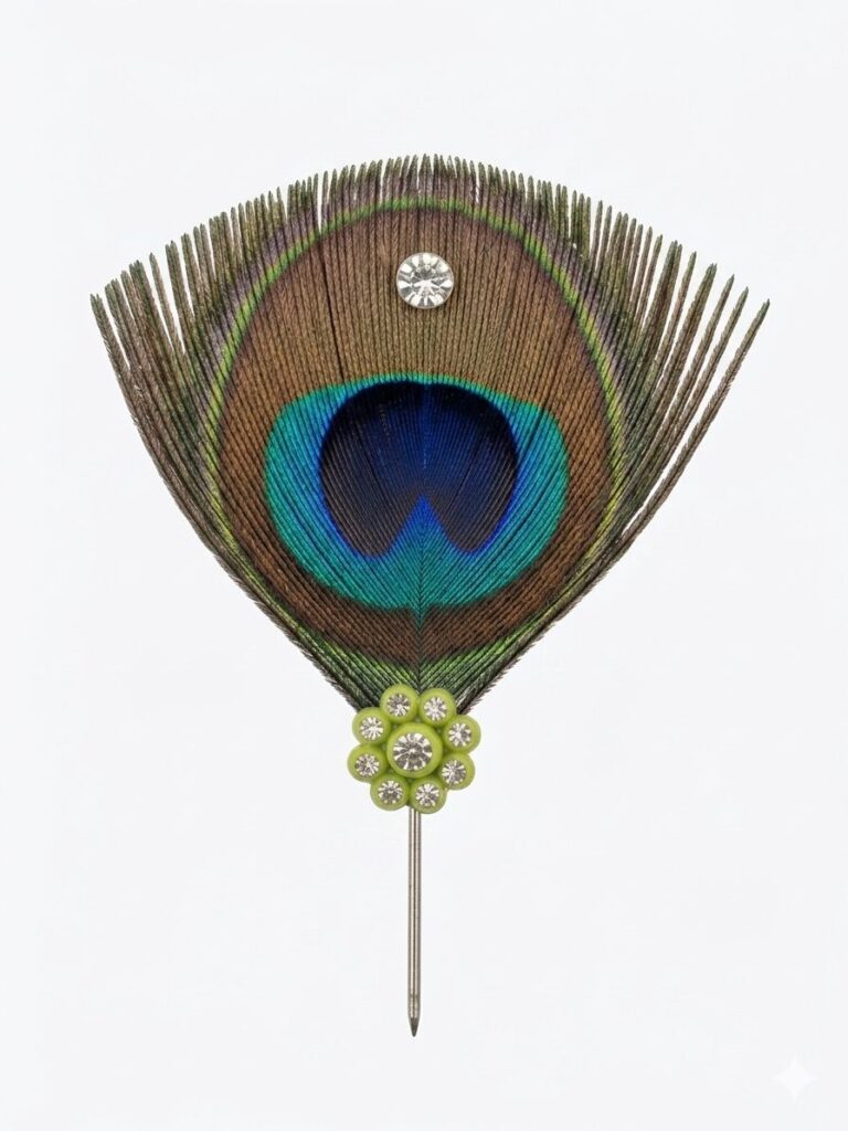 Premium Mor Pankh Kilangi for Laddu Gopal | Handmade Peacock Feather Mukut Kalangi with Rhinestones | Bal Gopal Shringar Accessory