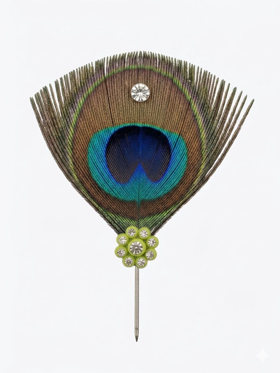Premium Mor Pankh Kilangi for Laddu Gopal | Handmade Peacock Feather Mukut Kalangi with Rhinestones | Bal Gopal Shringar Accessory