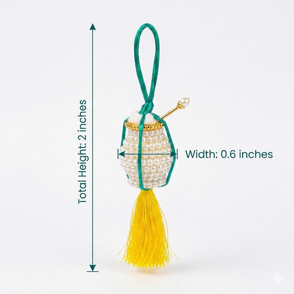 Premium Pearl Laddu Gopal Makhan Matki Hanging | Handmade Pearl Matki with Tassel for Bal Gopal & Krishna Mandir Decor - Image 3