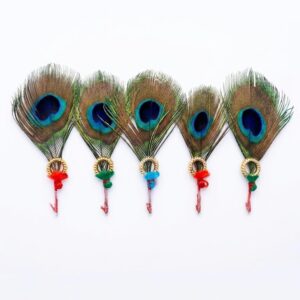 Original Mor Pankh Kilangi Set for Laddu Gopal | Handmade Peacock Feather Shringar Accessories (Pack of 5)