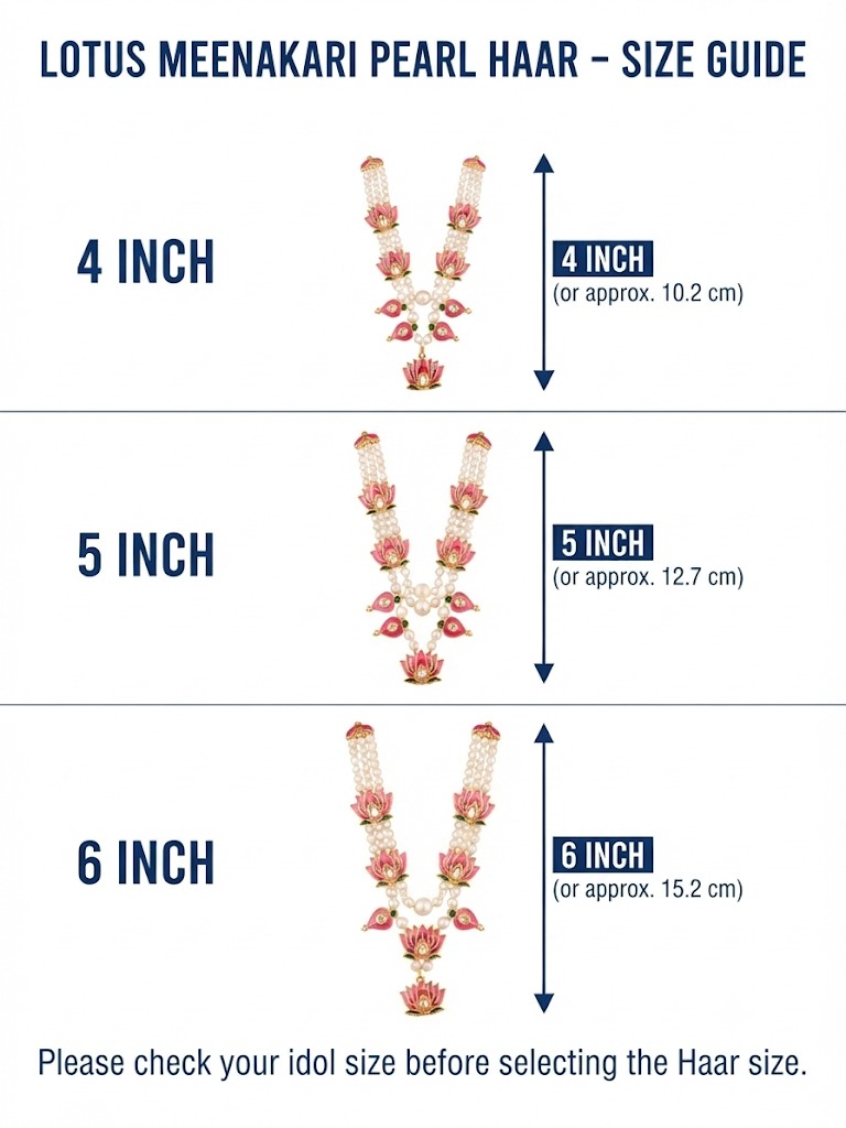 Lotus Meenakari Pearl Haar for Lakshmi Ji | 4, 5 & 6 Inch - Image 4